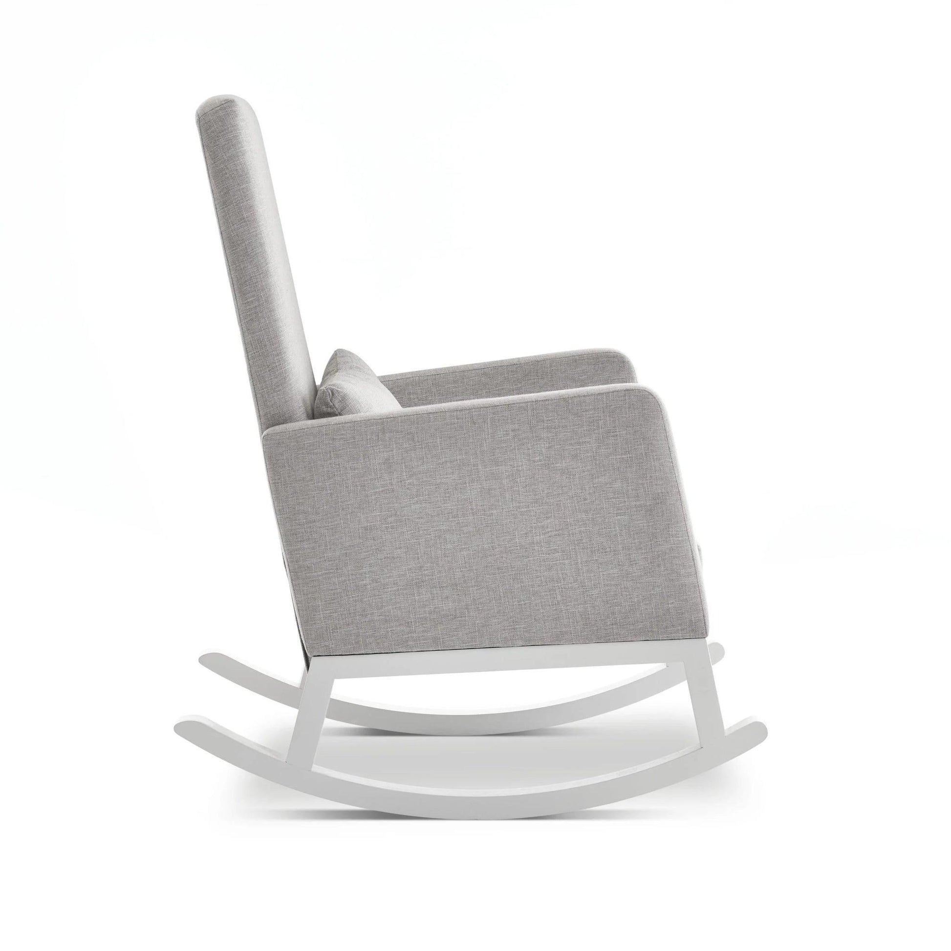 Obaby High Back Rocking Chair - White with Stone Cushion-Dreamy Nursery