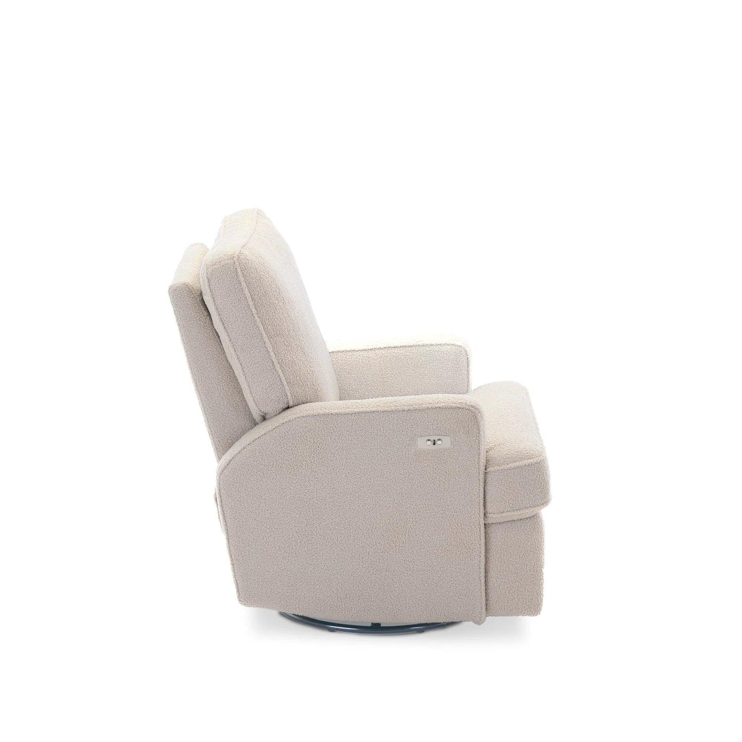 Obaby Madison Electric Swivel Glider Recliner Chair - Teddy Fabric Ivory-Dreamy Nursery