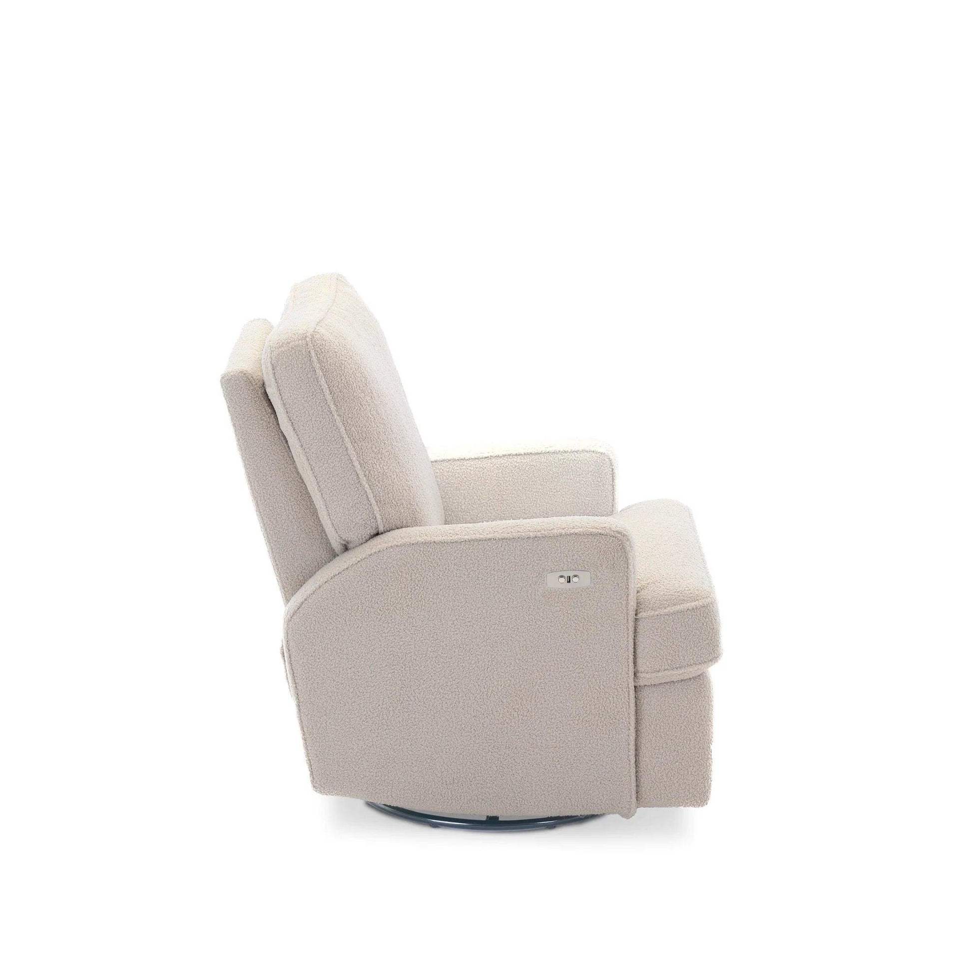 Obaby Madison Electric Swivel Glider Recliner Chair - Teddy Fabric Ivory-Dreamy Nursery