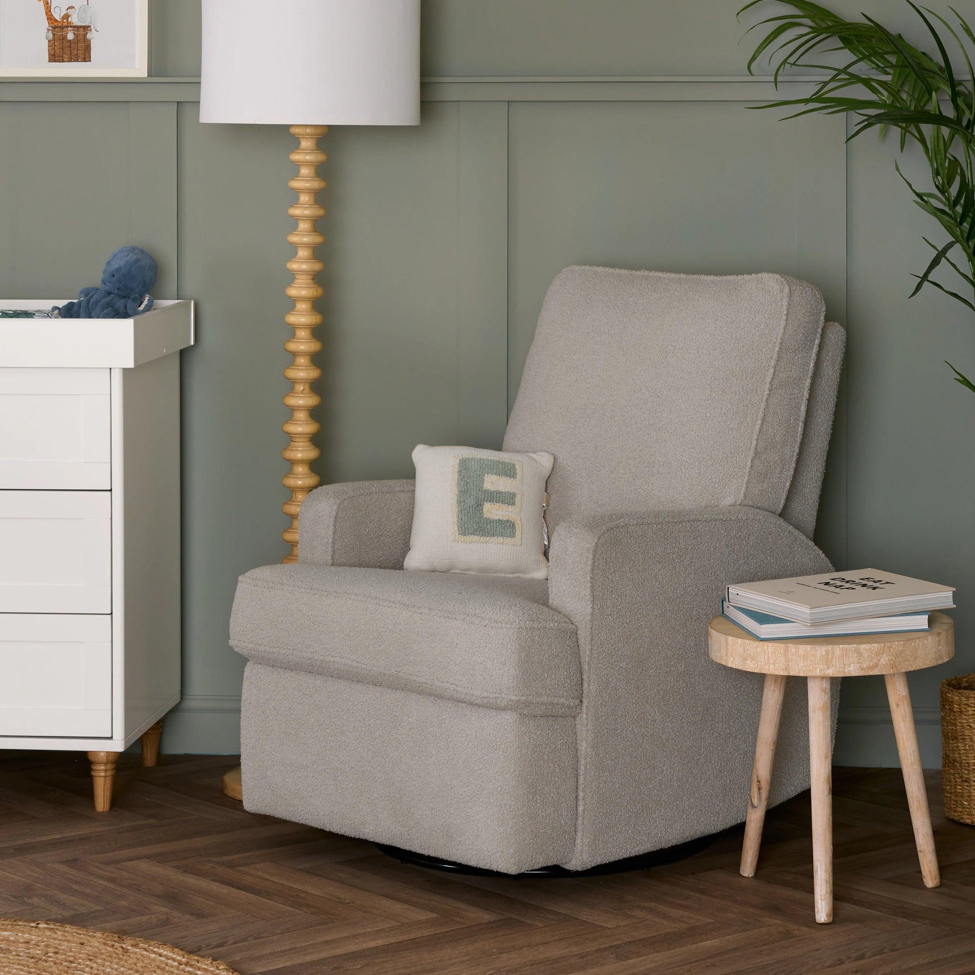 Obaby Madison Electric Swivel Glider Recliner Chair - Teddy Fabric Truffle-Dreamy Nursery