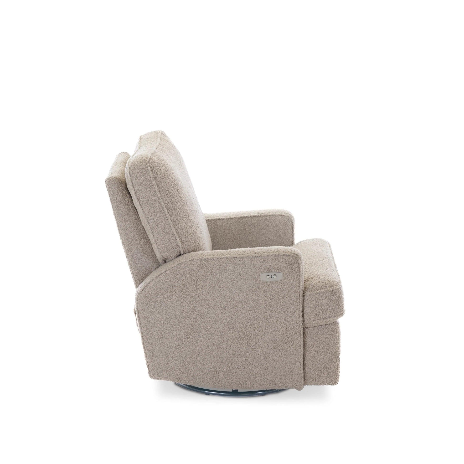 Obaby Madison Electric Swivel Glider Recliner Chair - Teddy Fabric Truffle-Dreamy Nursery