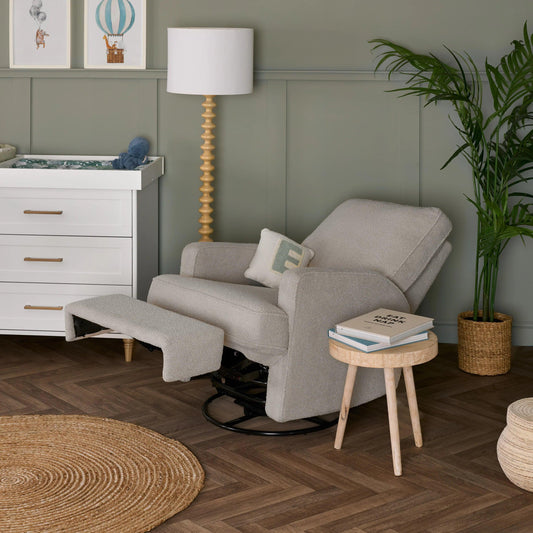 Obaby Madison Electric Swivel Glider Recliner Chair - Teddy Fabric Truffle-Dreamy Nursery