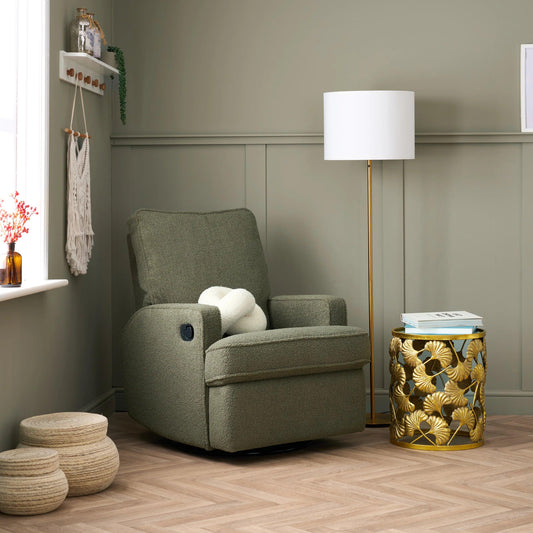 Obaby Madison Swivel Glider Recliner Chair - Teddy Fabric Olive-Dreamy Nursery