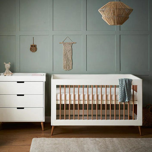 Obaby Maya 2 Piece Room Set - White with Natural-Dreamy Nursery