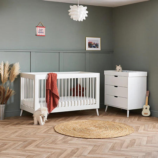 Obaby Maya 3 Piece Room Set - Nordic White-Dreamy Nursery
