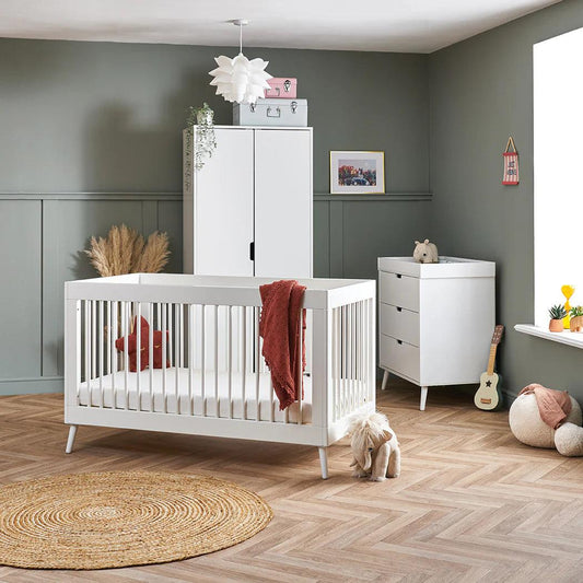 Obaby Maya 3 Piece Room Set - Nordic White-Dreamy Nursery