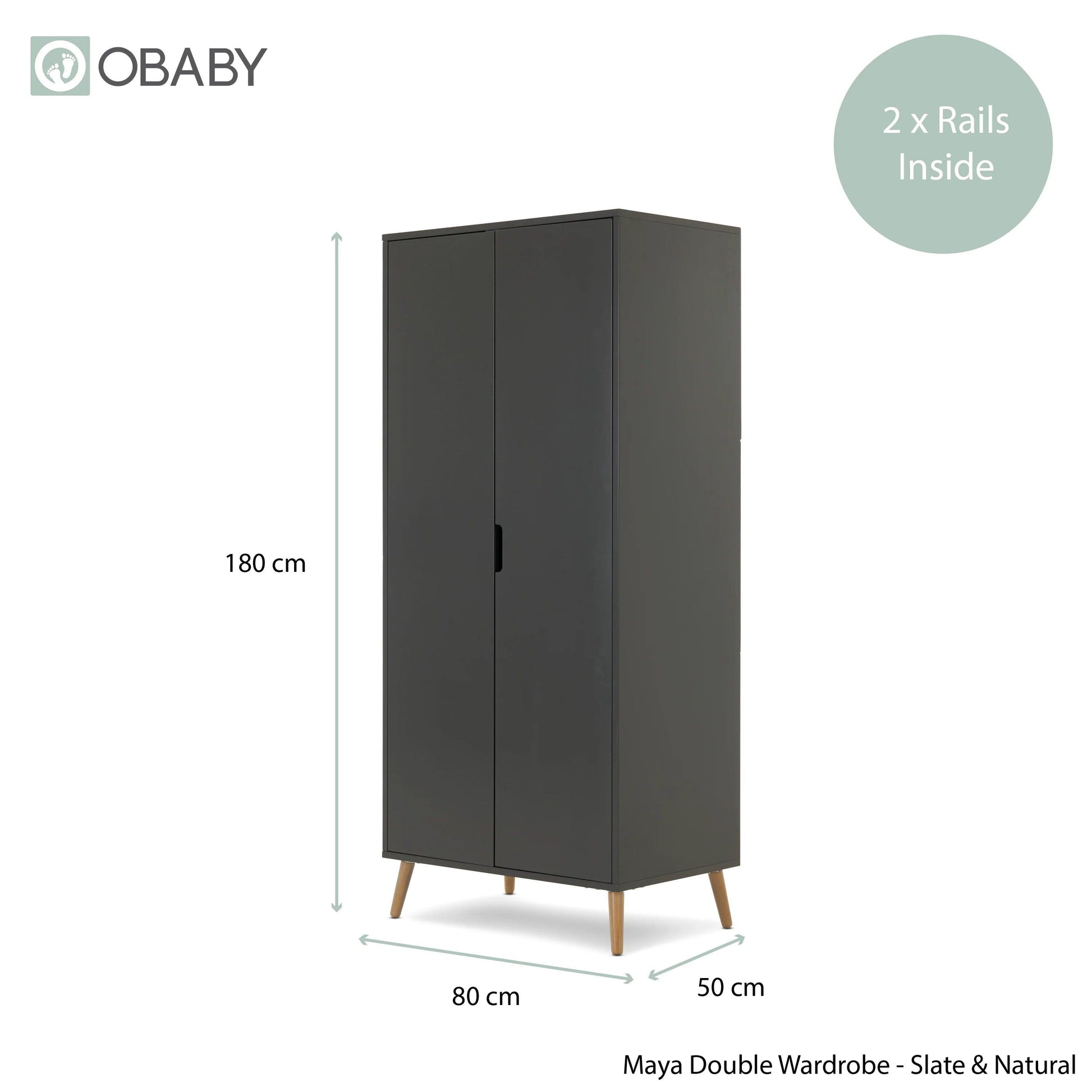 Obaby Maya 3 Piece Room Set - Slate with Natural-Dreamy Nursery