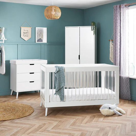 Obaby Maya 3 Piece Room Set - White with Acrylic-Dreamy Nursery