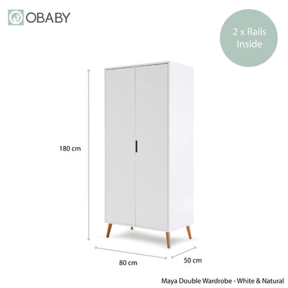 Obaby Maya 3 Piece Room Set - White with Natural-Dreamy Nursery