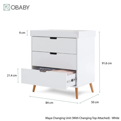 Obaby Maya 3 Piece Room Set - White with Natural-Dreamy Nursery
