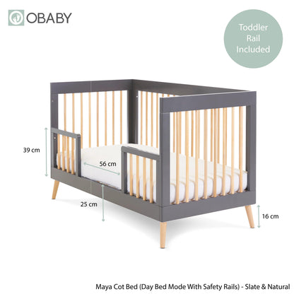 Obaby Maya Cot Bed - Slate with Natural-Dreamy Nursery