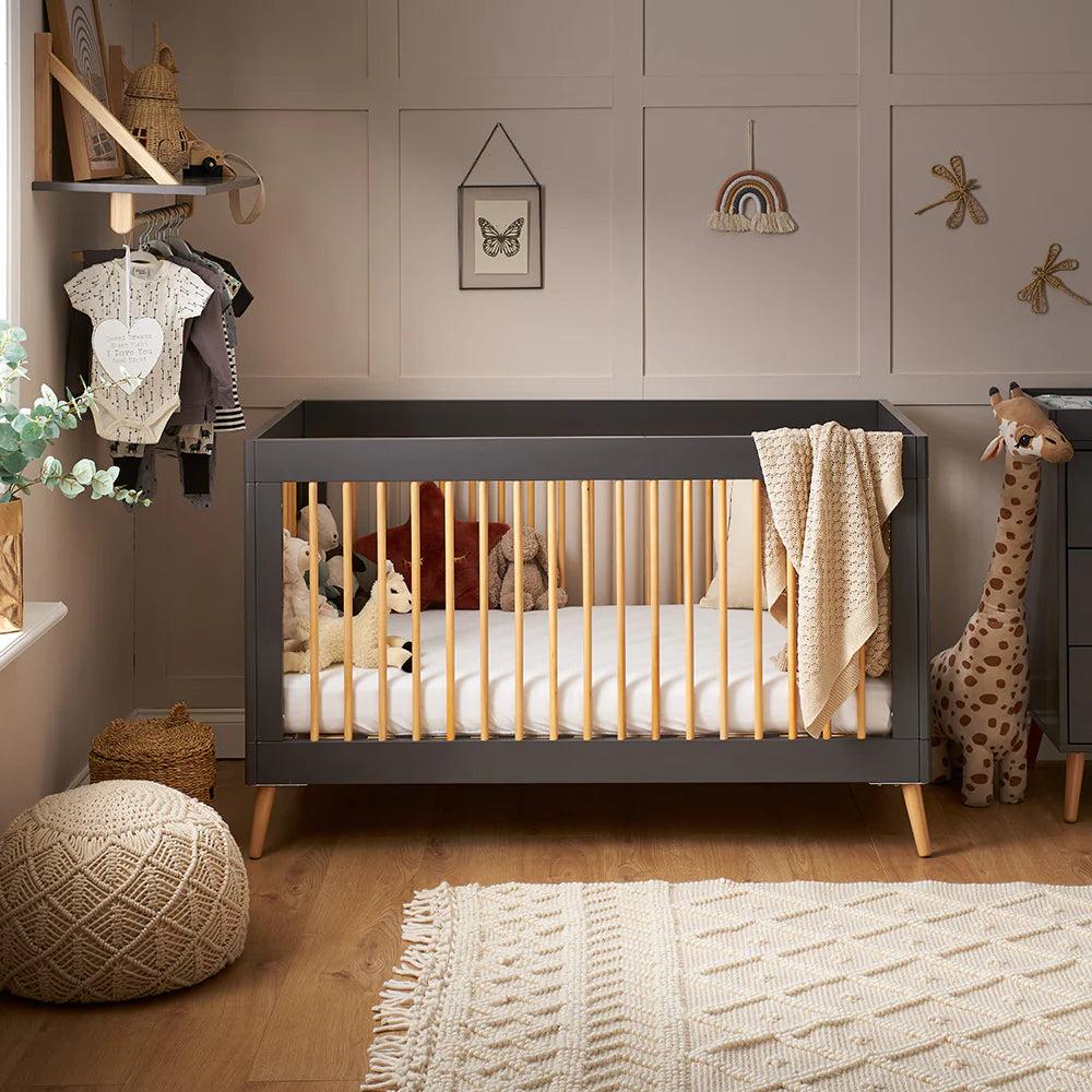 Obaby Maya Cot Bed - Slate with Natural-Dreamy Nursery