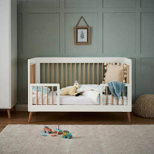 Obaby Maya Cot Bed - White with Natural-Dreamy Nursery
