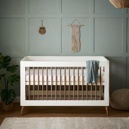 Obaby Maya Cot Bed - White with Natural-Dreamy Nursery