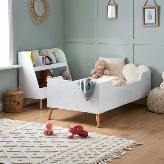 Obaby Maya Toddler Bed - White with Natural-Dreamy Nursery