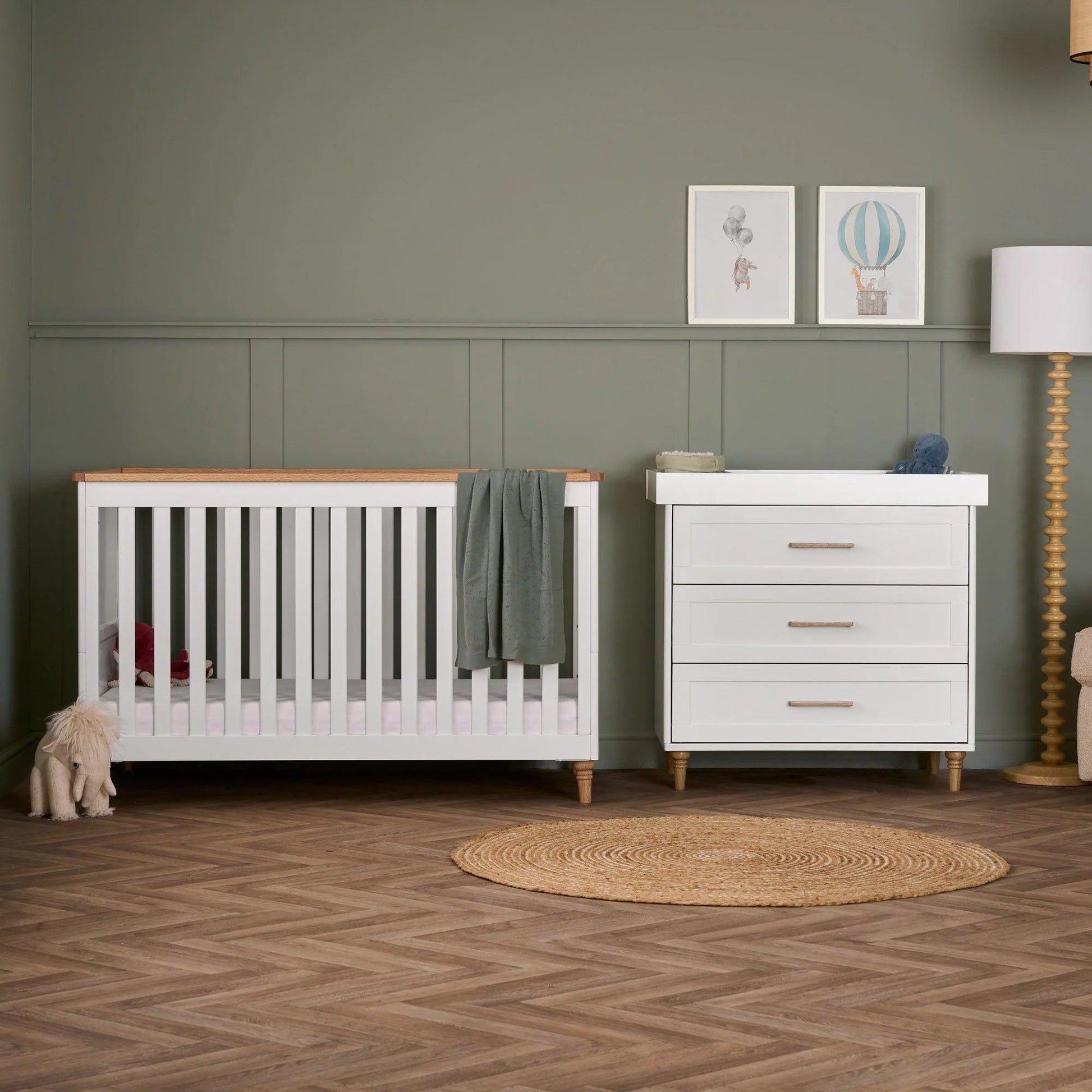 Obaby Orla 2 Piece Room Set - White with Oak-Dreamy Nursery