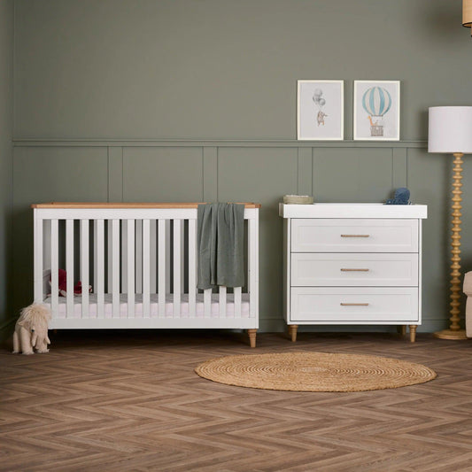 Obaby Orla 2 Piece Room Set - White with Oak-Dreamy Nursery