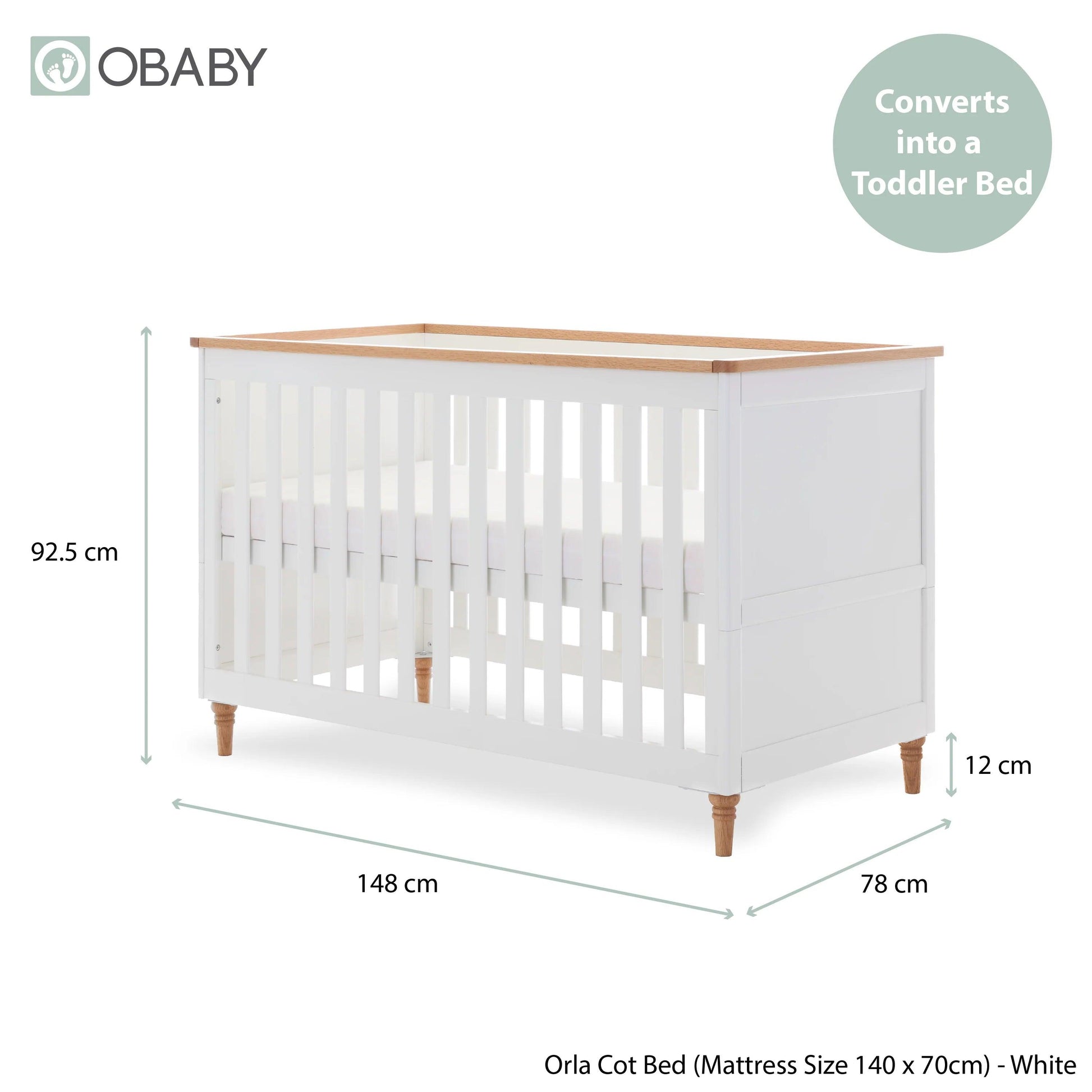 Obaby Orla 3 Piece Room Set - White with Oak-Dreamy Nursery