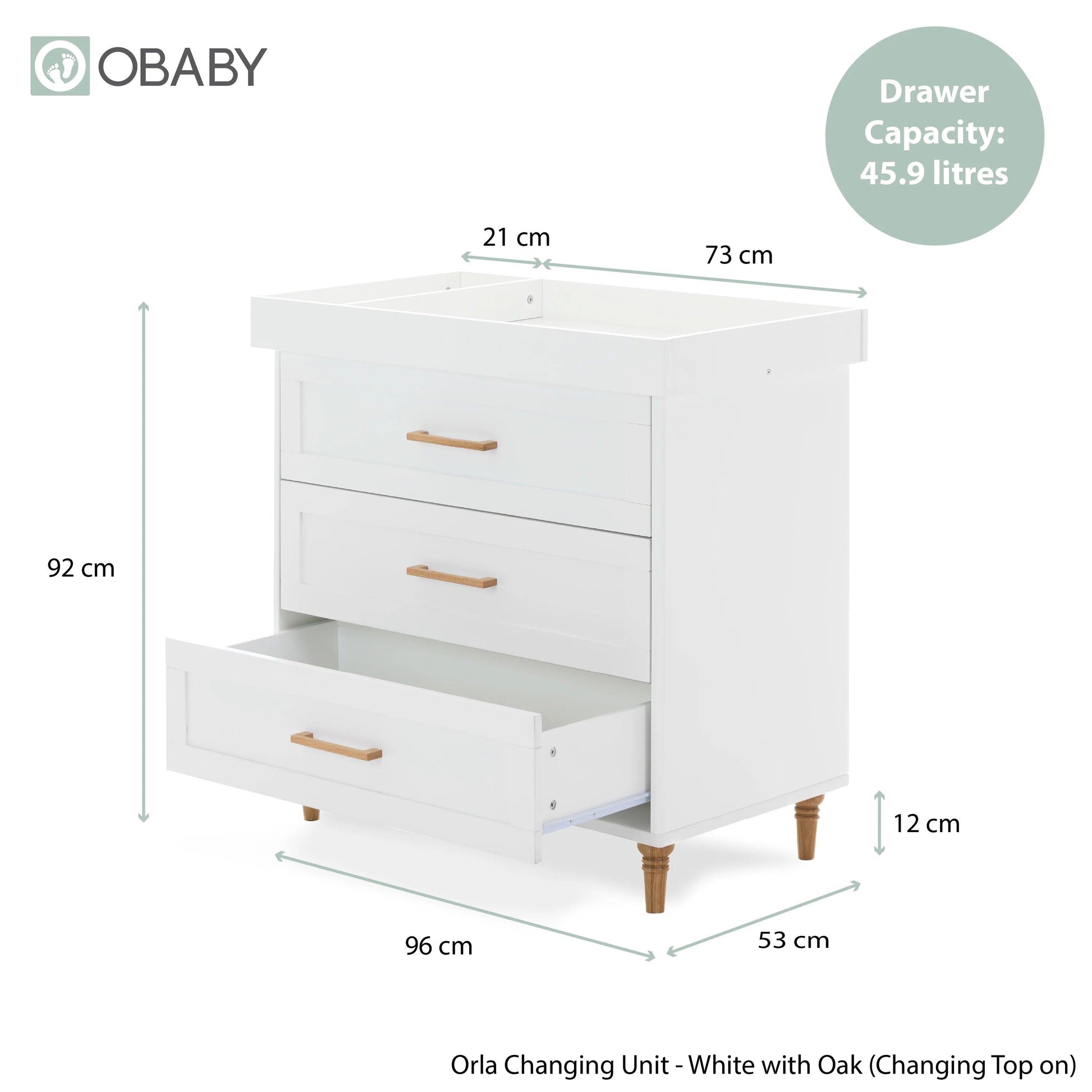 Obaby Orla 3 Piece Room Set - White with Oak-Dreamy Nursery