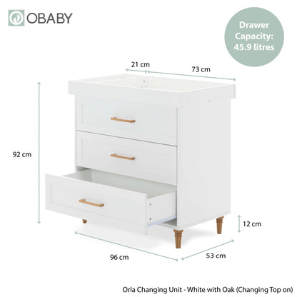 Obaby Orla 3 Piece Room Set - White with Oak-Dreamy Nursery