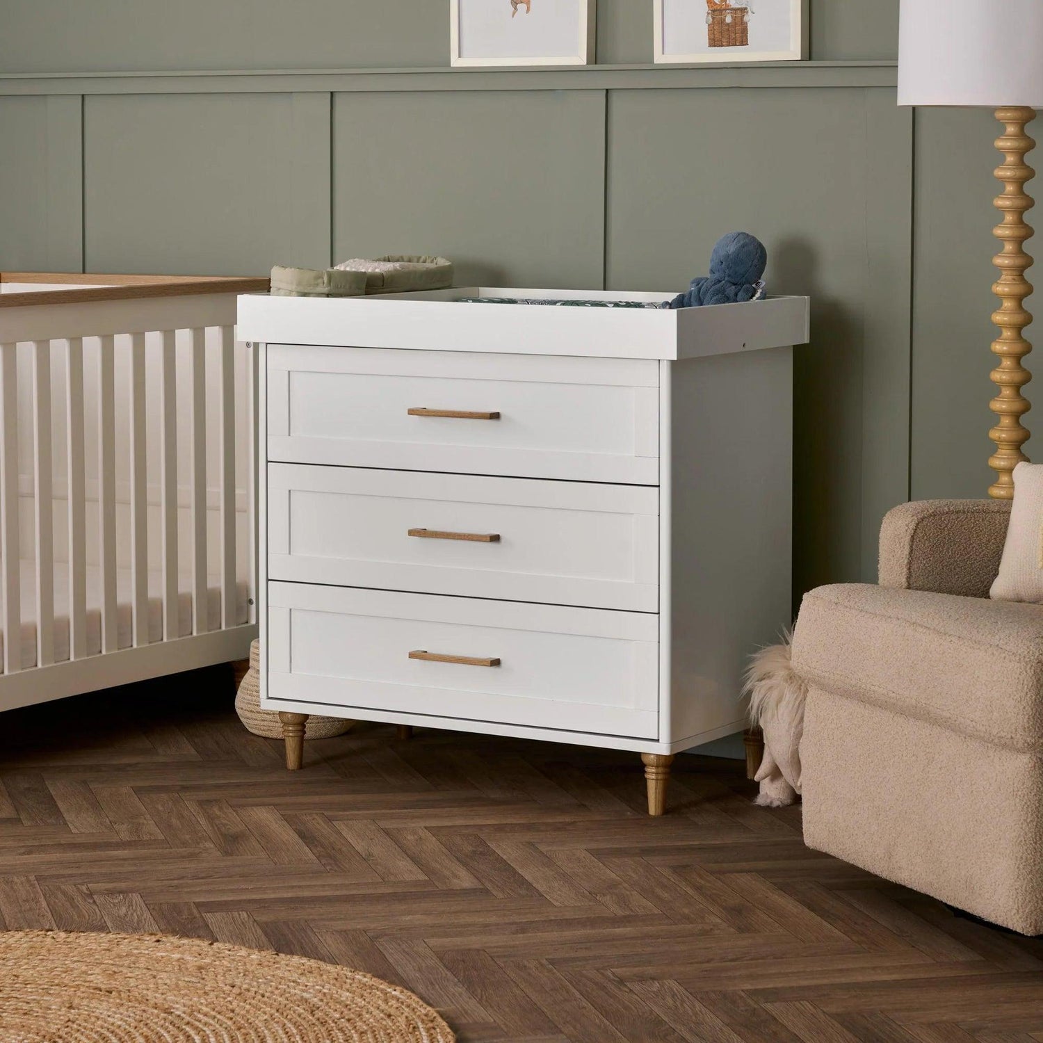 Obaby Orla Changing Unit - White with Oak-Dreamy Nursery