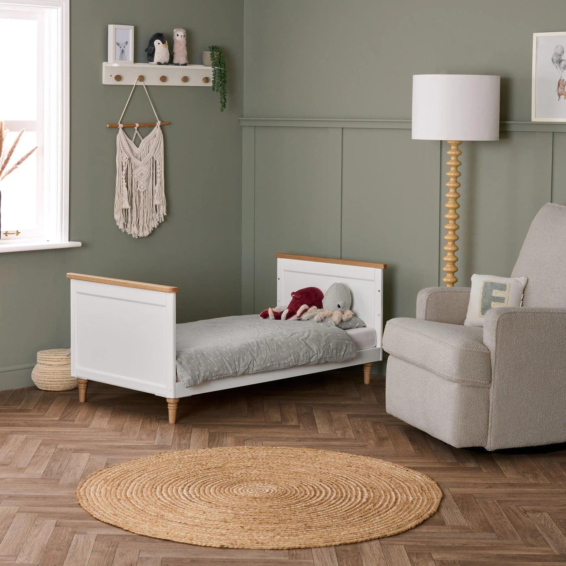 Obaby Orla Cot Bed - White with Oak-Dreamy Nursery