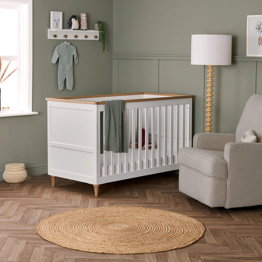 Obaby Orla Cot Bed - White with Oak-Dreamy Nursery