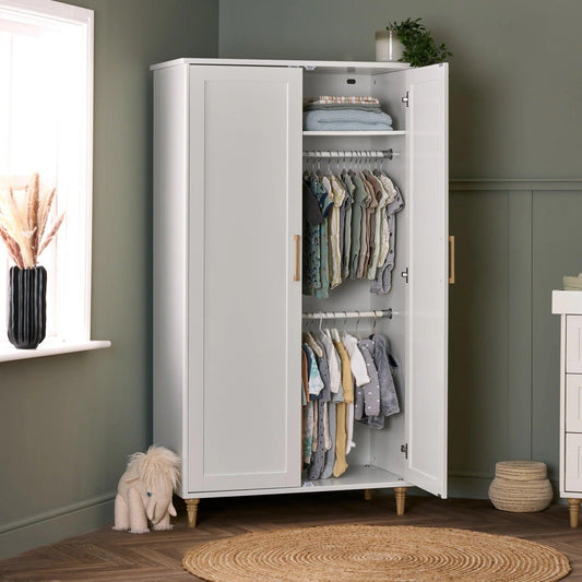 Obaby Orla Double Wardrobe - White with Oak-Dreamy Nursery