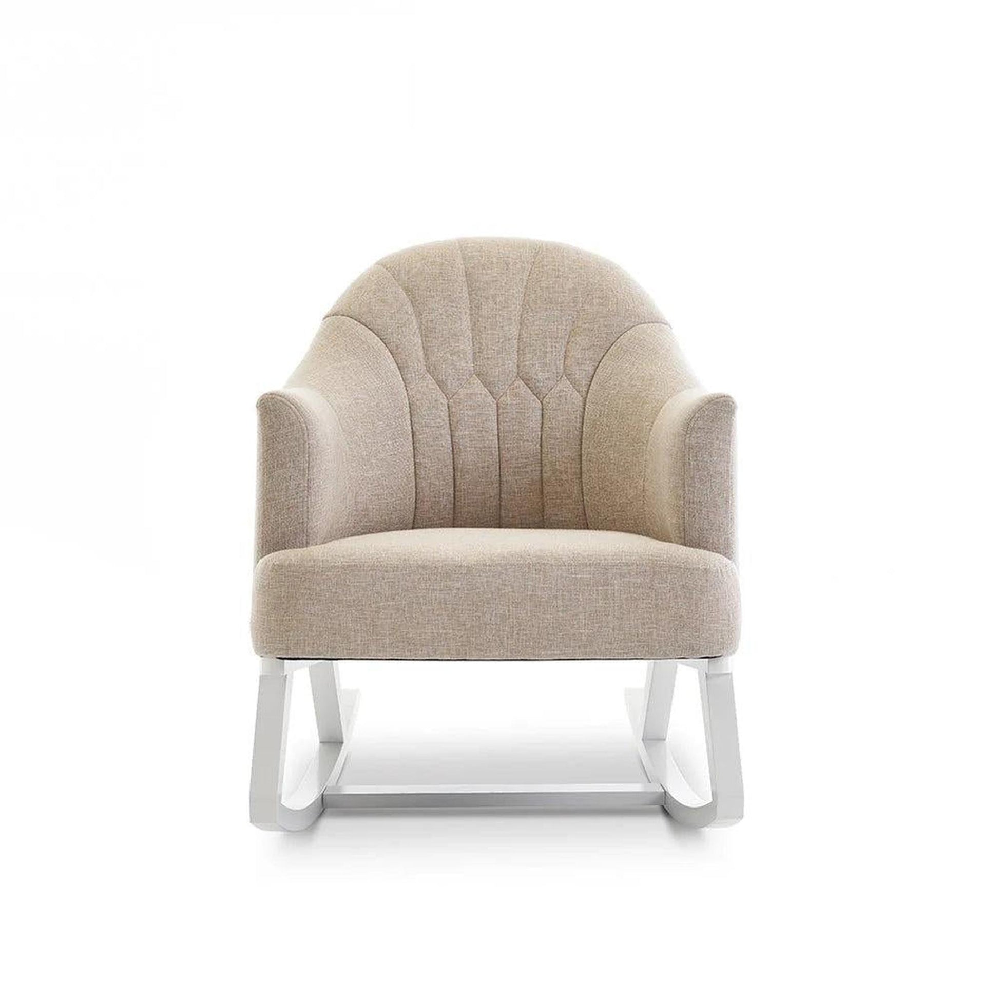 Obaby Round Back Rocking Chair - White with Oatmeal Cushions-Dreamy Nursery