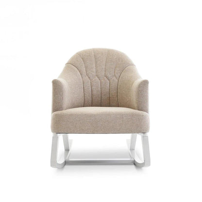 Obaby Round Back Rocking Chair - White with Oatmeal Cushions-Dreamy Nursery