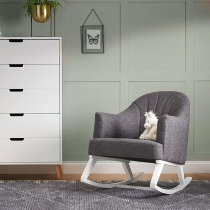 Obaby Round Back Rocking Chair - White with Dark Grey Cushions