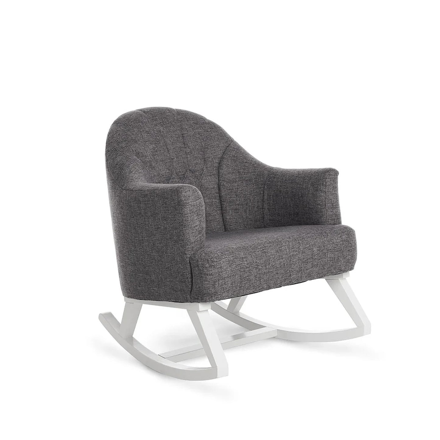 Obaby Round Back Rocking Chair - White with Dark Grey Cushions