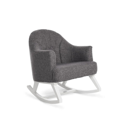 Obaby Round Back Rocking Chair - White with Dark Grey Cushions