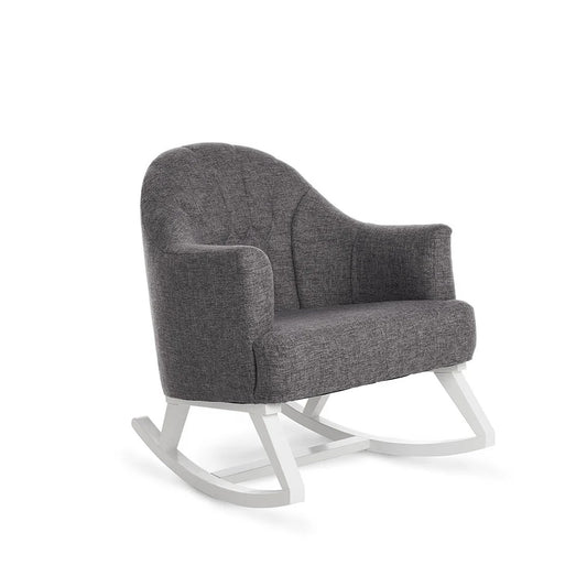 Obaby Round Back Rocking Chair - White with Dark Grey Cushions