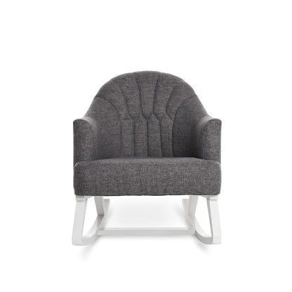 Obaby Round Back Rocking Chair - White with Dark Grey Cushions